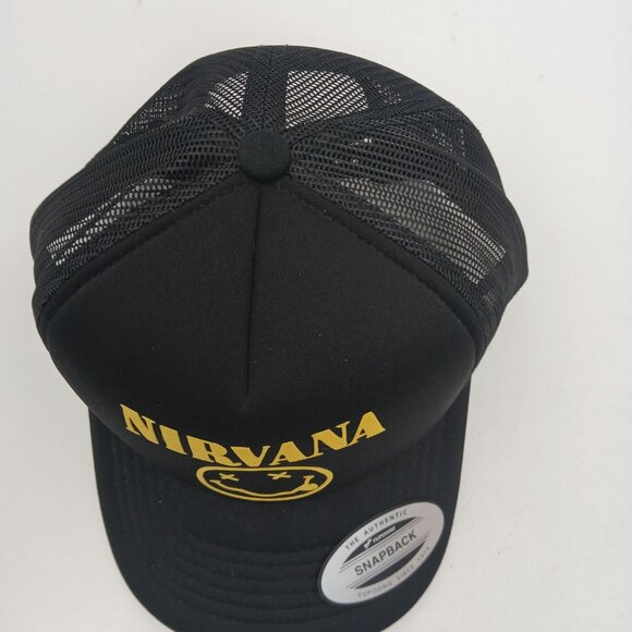Nirvana Foam Mesh Snapback Trucker Hat Cap Black HTV application - Picture 4 of 6
